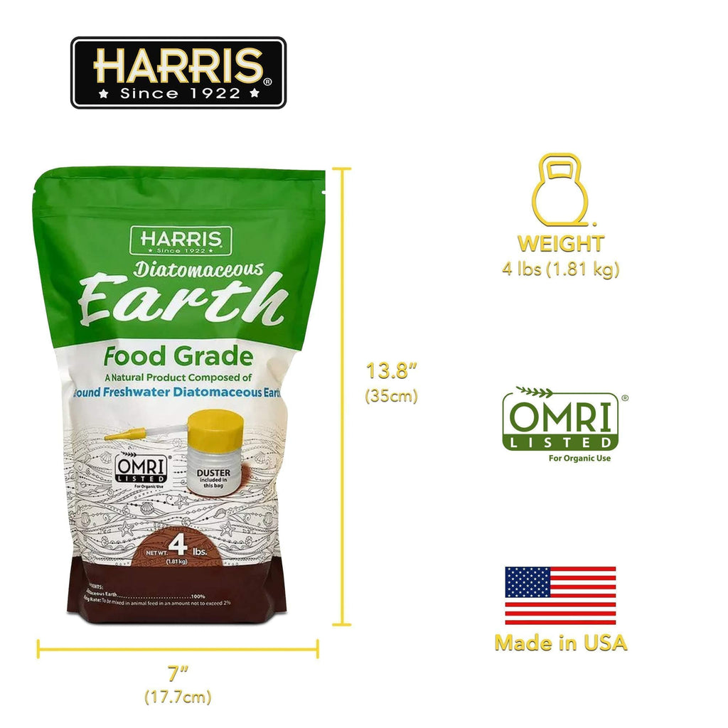 Harris Diatomaceous Earth Food Grade, 4lb w/Free Powder Duster