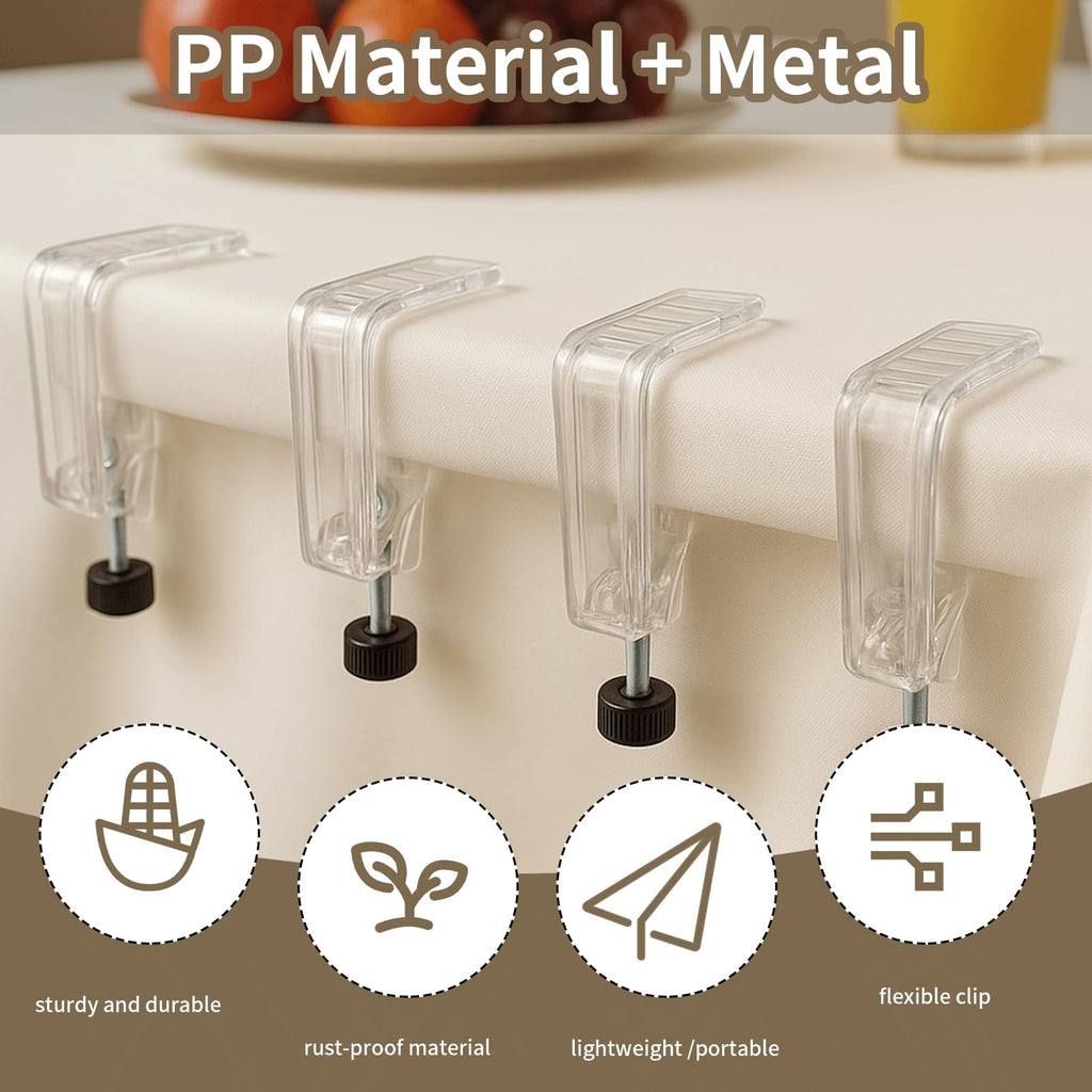 12 Piece Adjustable Tablecloth Clips with Strong Clamping Force to Prevent Slippage. Damage-Free Table Cloth Holder Clips , Easy to Install, Suitable for Tables with Thickness Between 0.4-1.96 Inch.