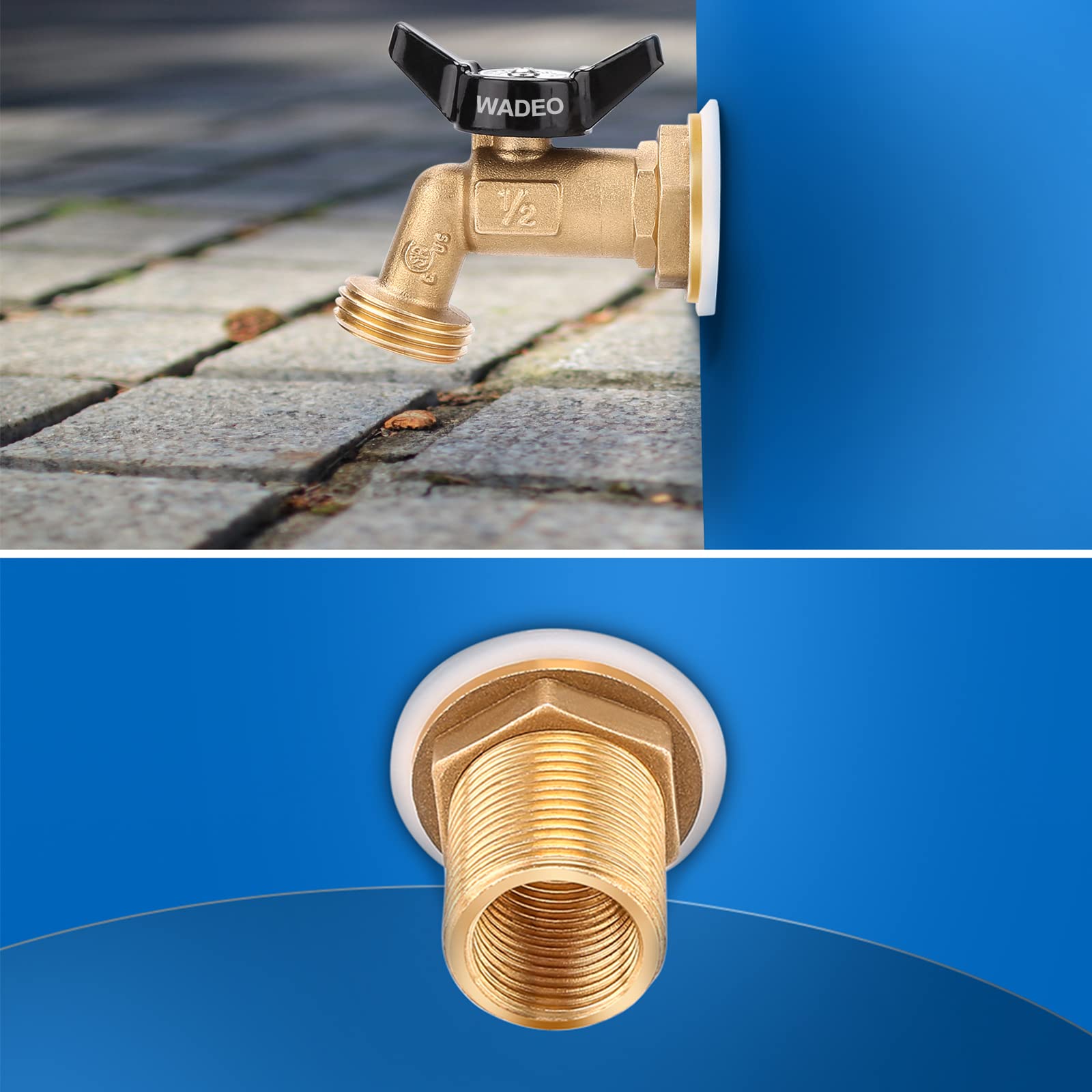 WADEO Rain Barrel Spigot Kit Brass Rain Barrel Quarter Turn Ball Valve Spigot with Bulkhead Fitting Black