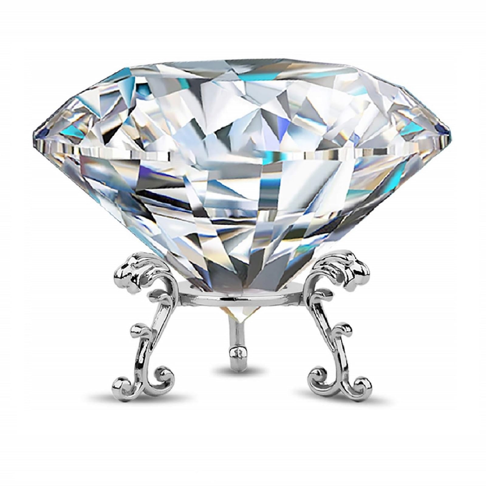 100MM Large Clear Crystal Diamond Paperweight with Stand Jewels Wedding Decorations Centerpieces Home Office Desktop Decor (3.93 inch)