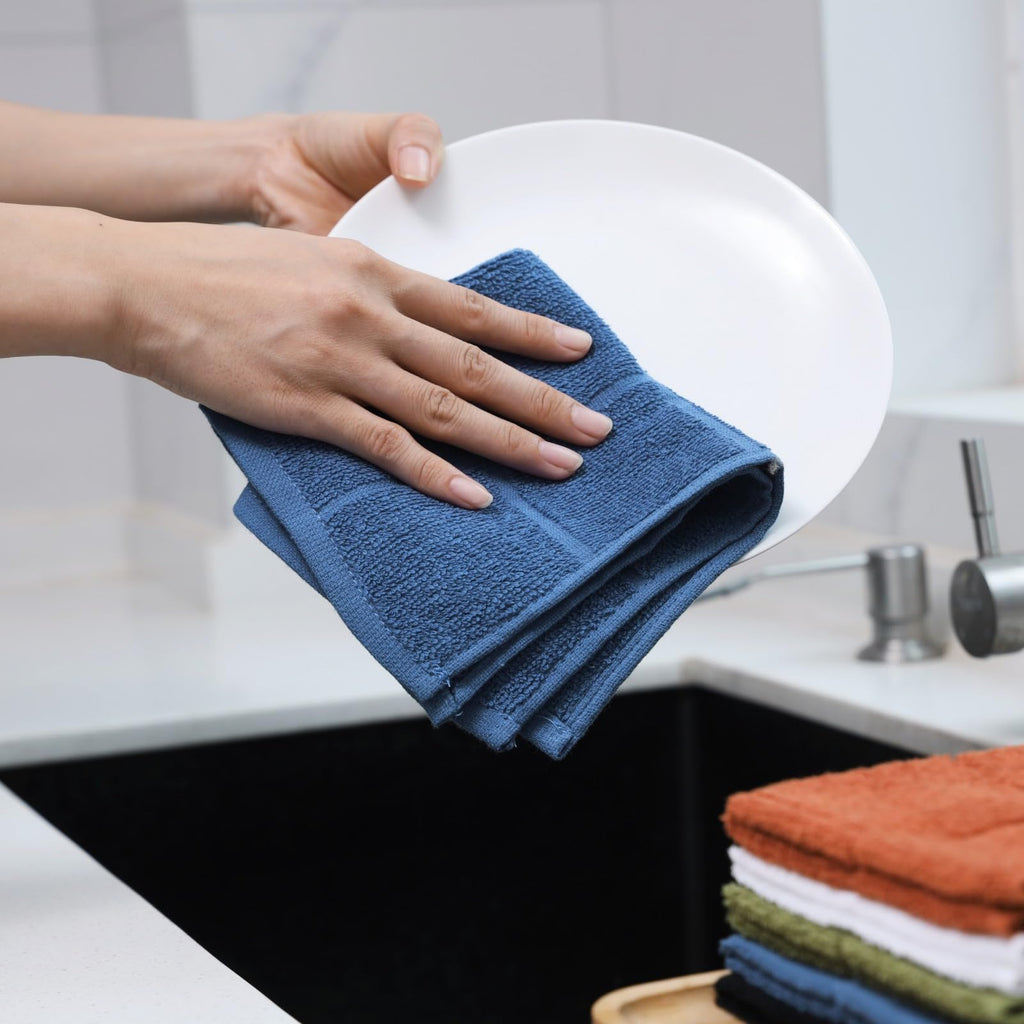 Glynniss Dishcloths Kitchen Highly Absorbent Dish Rags 100% Cotton Dish Cloths for Washing Dishes, Cleaning (Black, 11x11)