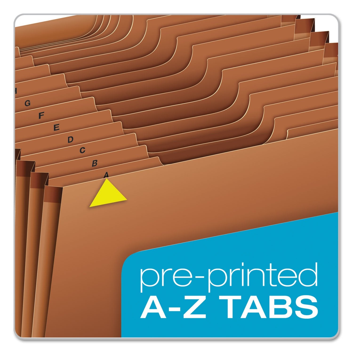 Pendaflex File Organizer with Flap and Cord Closure, 21 Pockets, A-Z Tabs, 1/3 Cut Tabs, Letter Size, Brown, Durable Reinforcement, 1/Each
