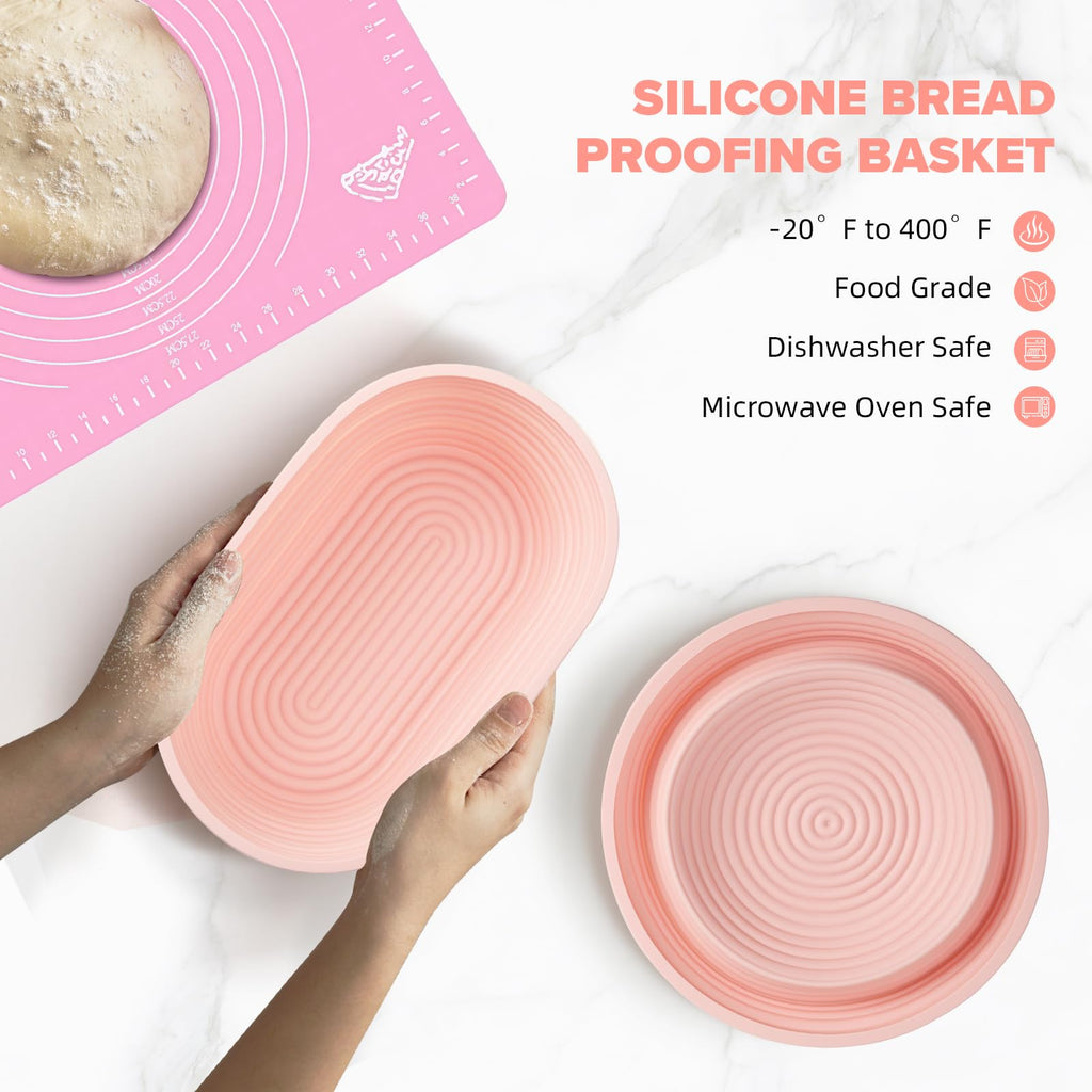 RYTOXILO Sourdough Bread Starter Kit, 15 Pcs Sour Dough Bread Baking Supplies for Beginners with 24 Oz Glass Starter Jar, Complete Bread Making Set with Silicone Banneton Proofing Basket