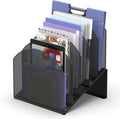Reeplan 5-Tier Desk File Organizer, Metal Mesh Vertical Desktop File Folder Holder Space-Saving Document Organizer for Office, School, Home (Black?