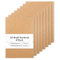 feela 8 Pack A5 Kraft Notebooks, 60 Lined Blank Pages Travel Journal Bulk, Soft Cover Notebooks for Women Girls Students, Making Plans Writing Memos Office School Supplies, 8.3 X 5.5 in