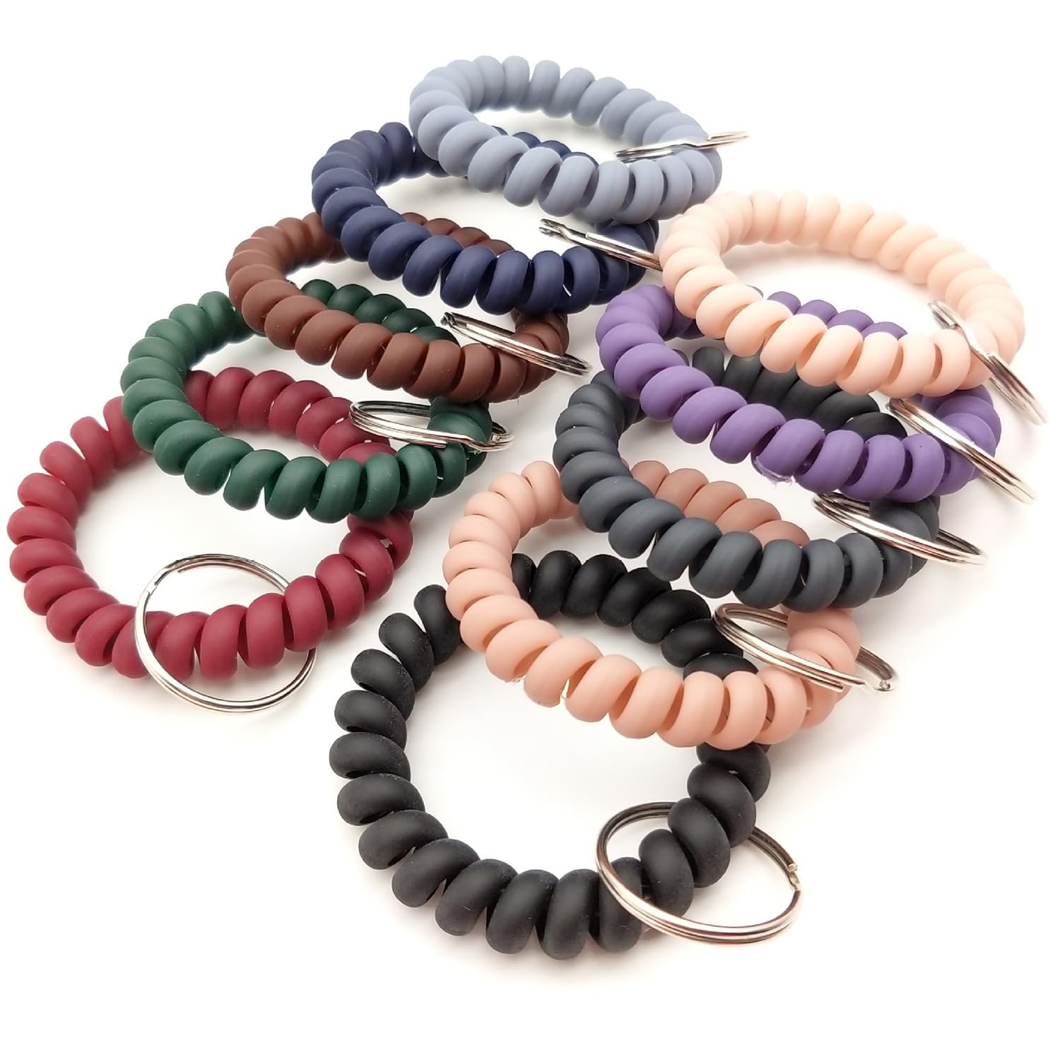 Hedume 30 Pack Wrist Coil, 10-Colors Plastic Wristband, Elastic Stretchable Spiral Bracelet, Key Ring Key Chain for Gym, Pool, ID Badge, Outdoor Sports, Office, Workshop, Shopping Mall, Sauna
