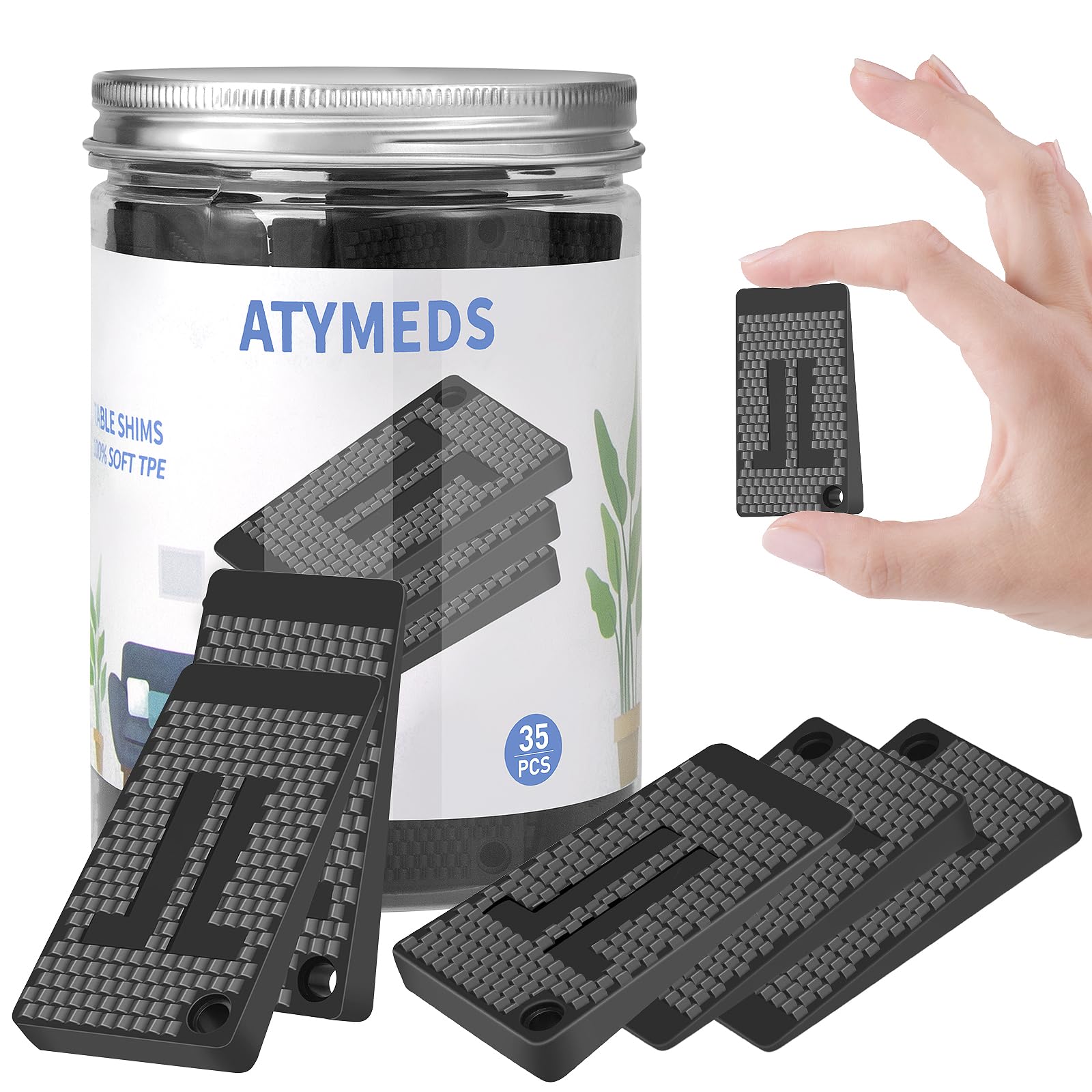35 Pieces jar Furniture Levelers, Plastic Shims for Leveling, DIY Stackable Non-Slip Rubber Wedge Table Shims for Furniture, Chair, Cabinet,Table Legs