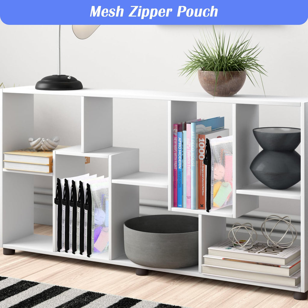 22 Pcs A5 Zipper File Bags, Mesh Zipper Pouch Document Bag Waterproof Mesh Pencil Pouch Plastic Zipper Pen File for Home School Office (Black)