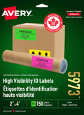 Avery Fluorescent Neon Labels, 4" x 2", Assorted Fluorescent Neon Colours, 150 Labels, Rectangle, Permanent (5973) Made in Canada