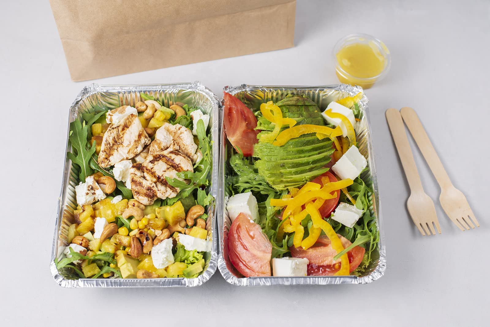 Aluminum Pans Disposable Food Containers with Lids - 50 Containers and 50 Lids - 2 LB Heavy Duty Tin Foil Pans for Cooking, Baking, Meal Prep, Takeout - 8.5"×6"×2" (50 Pack)