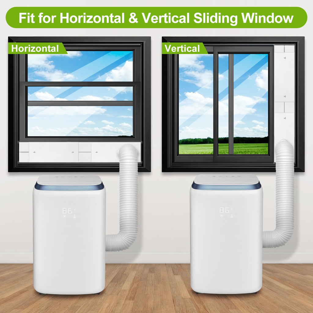 Portable Air Conditioner Window Vent Seal Kit with Universal Coupler, Adjustable Portable AC Vent Kit for Vertical & Horizontal Sliding Window, Fit for All AC with 5.9 Inch Diameter Exhaust Hose