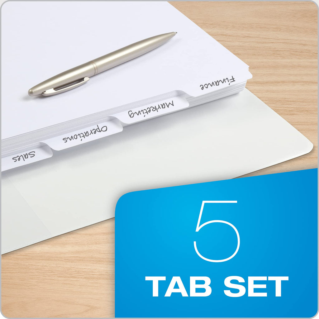 Oxford Binder Dividers, Blank Write-On, White, 1/5-Cut Tabs, Letter Size, 3-Hole Punched, 5 Tabs Per Set, 100 Dividers (20 Sets), for School, Office, and Home Organization
