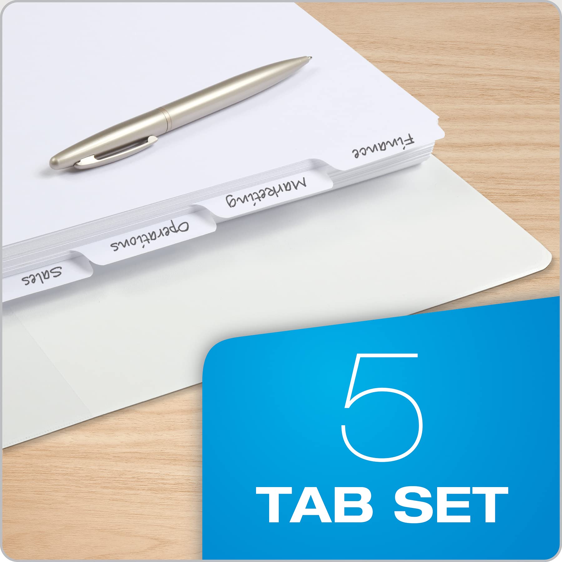 Oxford Binder Dividers, Blank Write-On, White, 1/5-Cut Tabs, Letter Size, 3-Hole Punched, 5 Tabs Per Set, 100 Dividers (20 Sets), for School, Office, and Home Organization