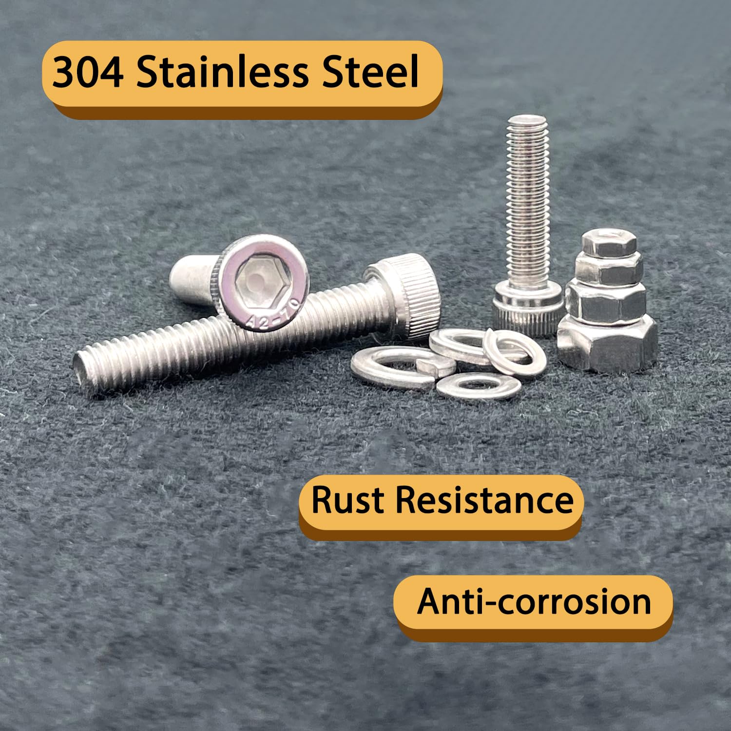 HVAKHVA 1160 pcs M3/M4/M5/M6 Metric Hex Head Socket Cap Bolt & Nut Assortment, 304 Stainless Steel Machine Screws with Flat & Lock Washers,Length 6 to 35 mm