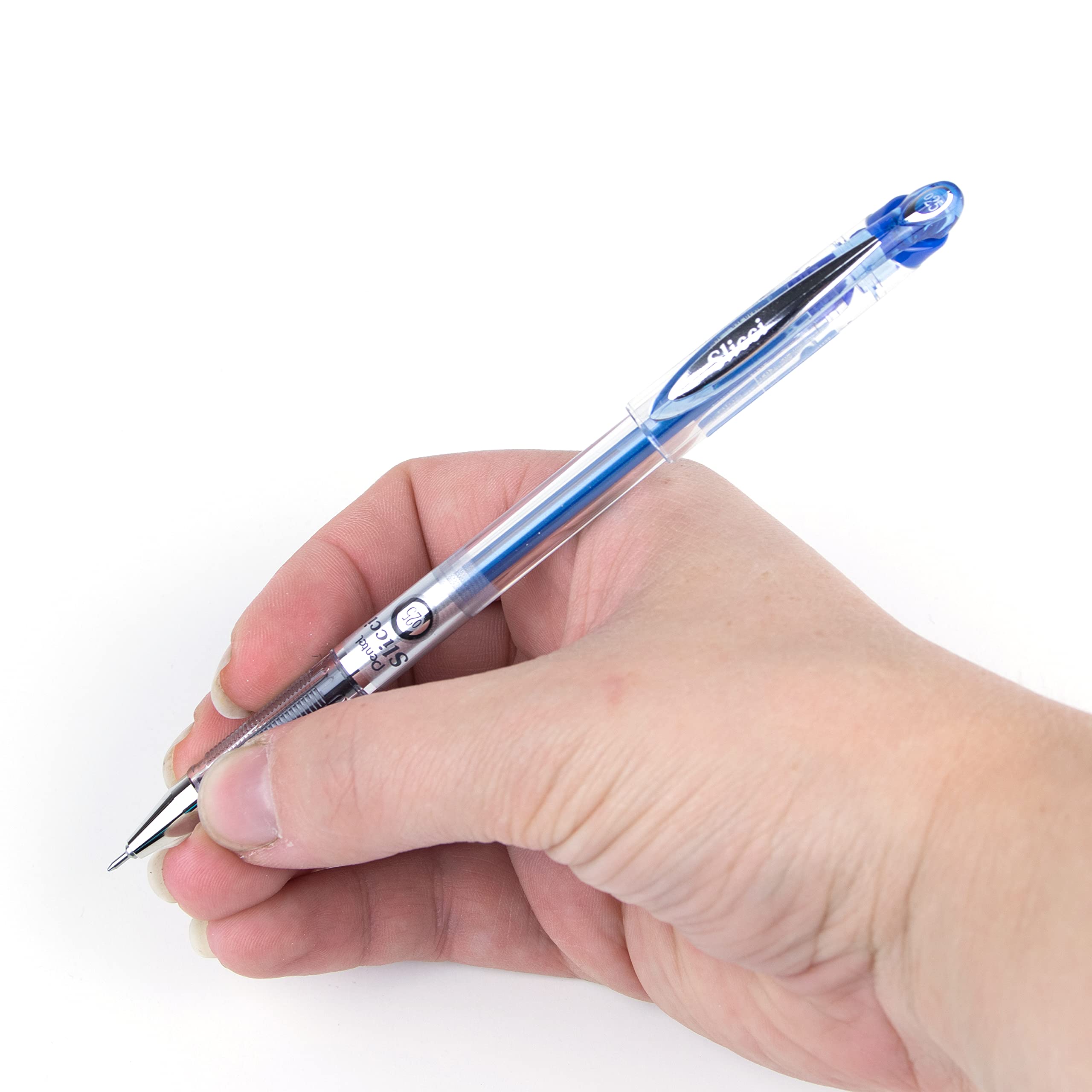 Pentel Arts Slicci Liquid Gel Rollerball Pens, Art, Sketching, Journaling, 0.25mm Extra Fine Point, Blue Ink, BG202C, Box of 12