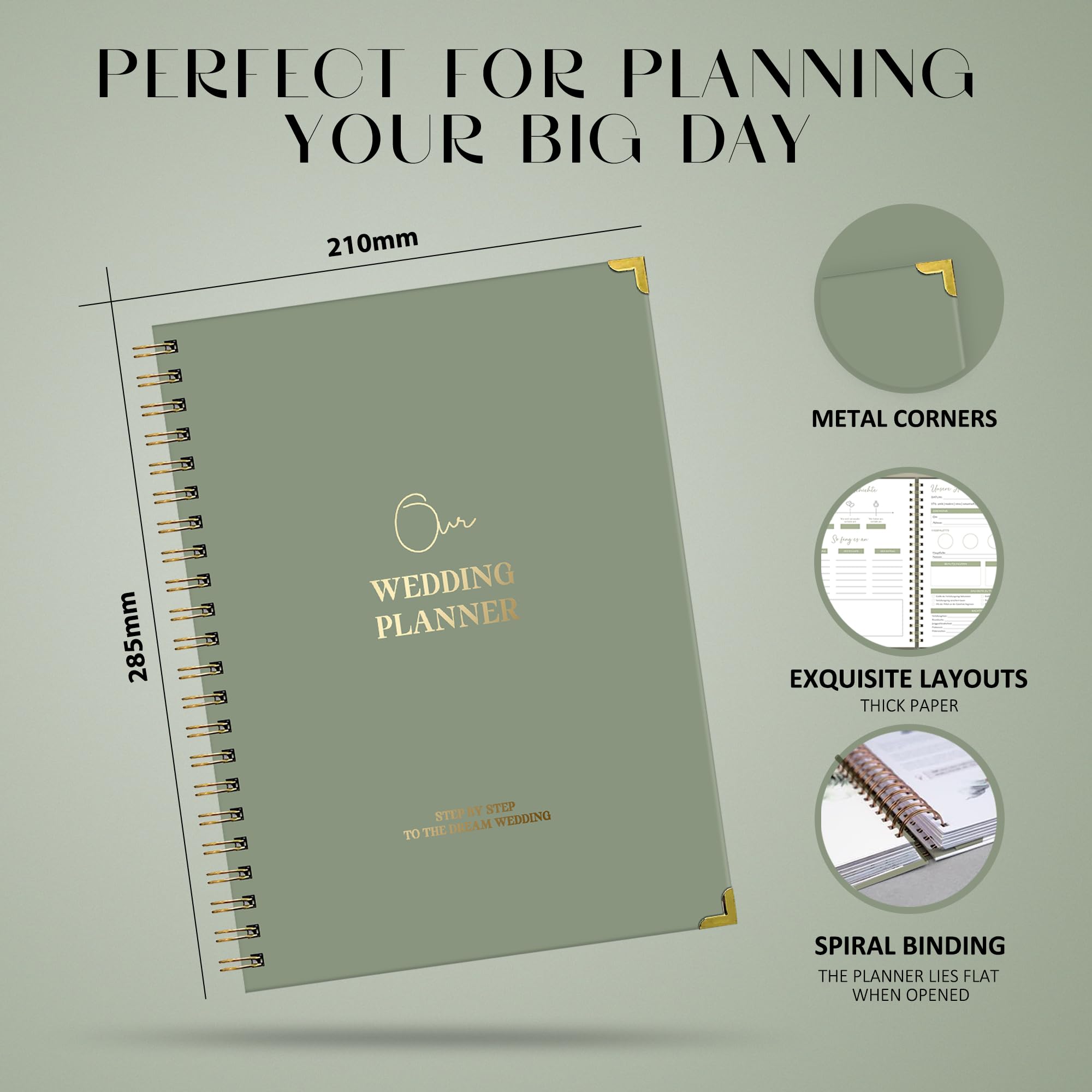 BIROYAL Wedding Planner Book and Organizer - A4 Wedding Planning Book with Checklist, Calendar & Tips - Makes Your Countdown Planning Easy - Engagement Gifts for Newly Engaged Couples, Future Brides