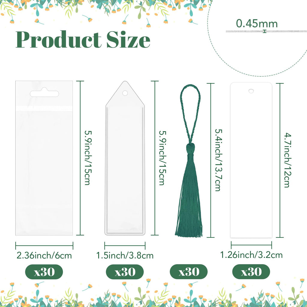 30 Pcs Sublimation Blank Bookmark, Heat Transfer Metal Aluminum Sublimation Bookmarks DIY Bookmark Bulk with Colorful Tassels and Self-Sealing Bags for Crafts Birthday Wedding