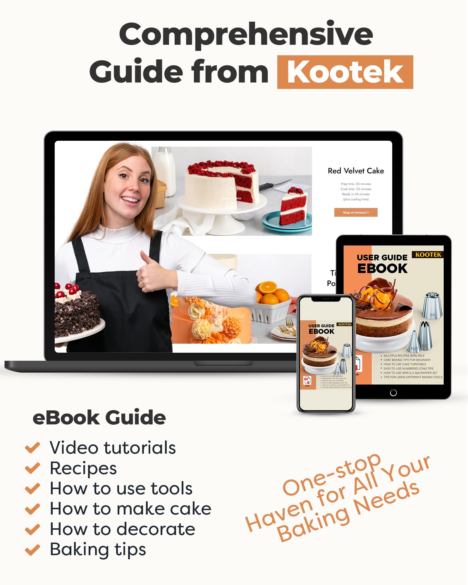 Kootek 71PCs Cake Decorating Kit, Cake Decorating Supplies Set with Cake Turntable, 12 Numbered Icing Piping Tips, 2 Spatulas, 3 Icing Comb Scraper, 50+2 Piping Bags, and 1 Coupler for Baking