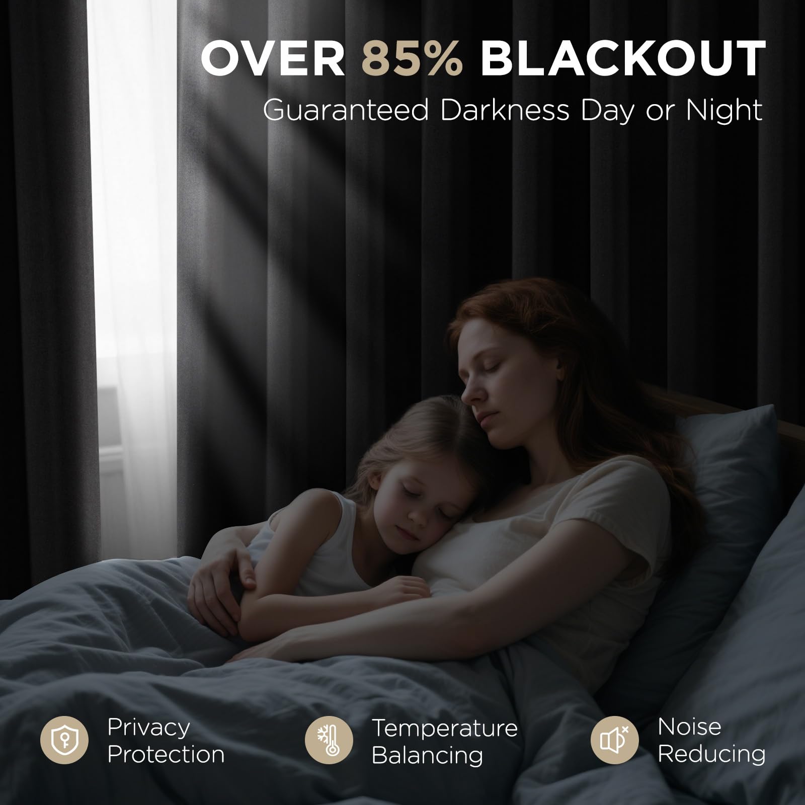 Joydeco Blackout Curtains 63 Inchs Long 52 Wide Black Out Curtains 2 Panels, Thermal Insulated Long Curtain& Drapes, Room Darkening Grommet Drapes for Living Bedroom Window (W52 x L63 Inch, Black)