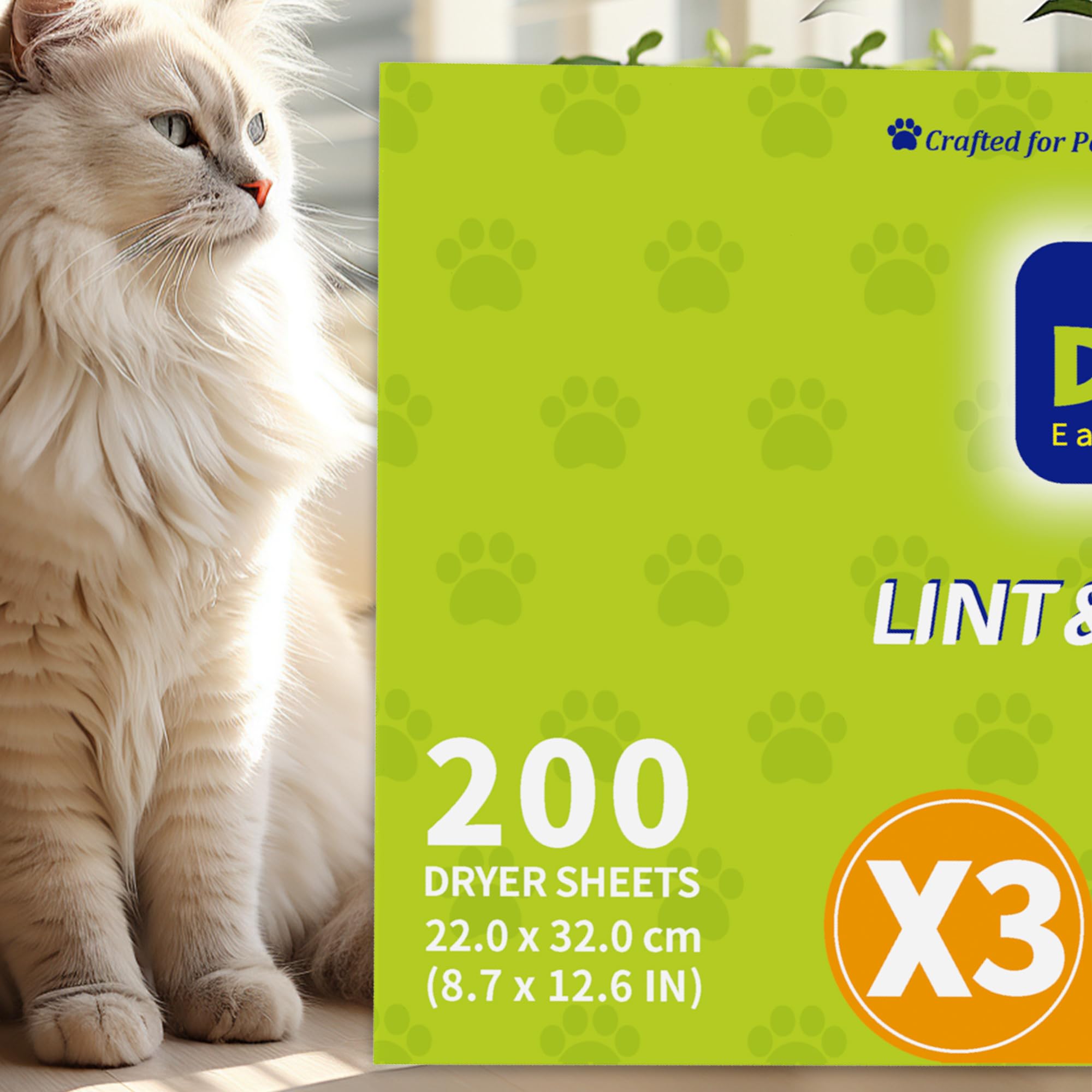 Dr.Easy LINT & HAIR REMOVER Pet HUGESHEETS with 3X ODOR REMOVE Dryer Sheets, Fruits Fresh, 200 Count,PLANT&MINERAL-BASED FORMULA