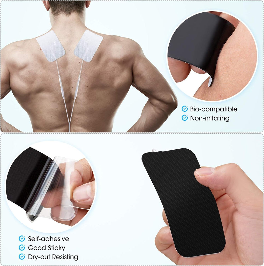 TENS Unit Pads TENS Replacement Unit Pads Electrodes Pads 2”x 3.5” 20Pack Reusable Self-Adhesive Pads,Latex-Free Self-Adhesive TENS Pads for TENS/EMS Muscle Stimulation Machine
