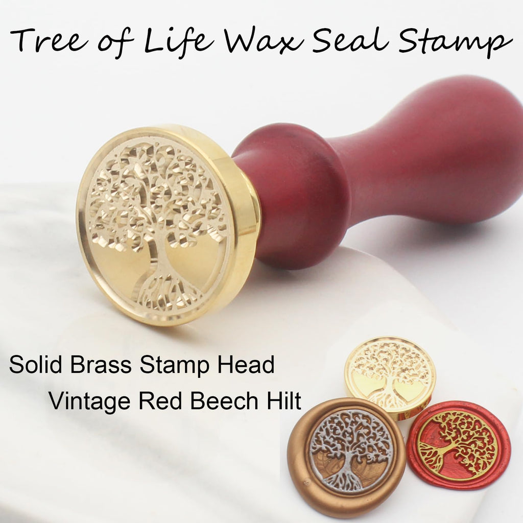 Wax Seal Kit with 24 Colors Wax Seal Beads 600pcs, Andotopee Tree of Life Wax Seal Stamp Kit with Electric Sealing Wax Warmer Set, Silicone Mold, Metallic Pen, 120 Removable Sticky Dots, Spoon Cleaner