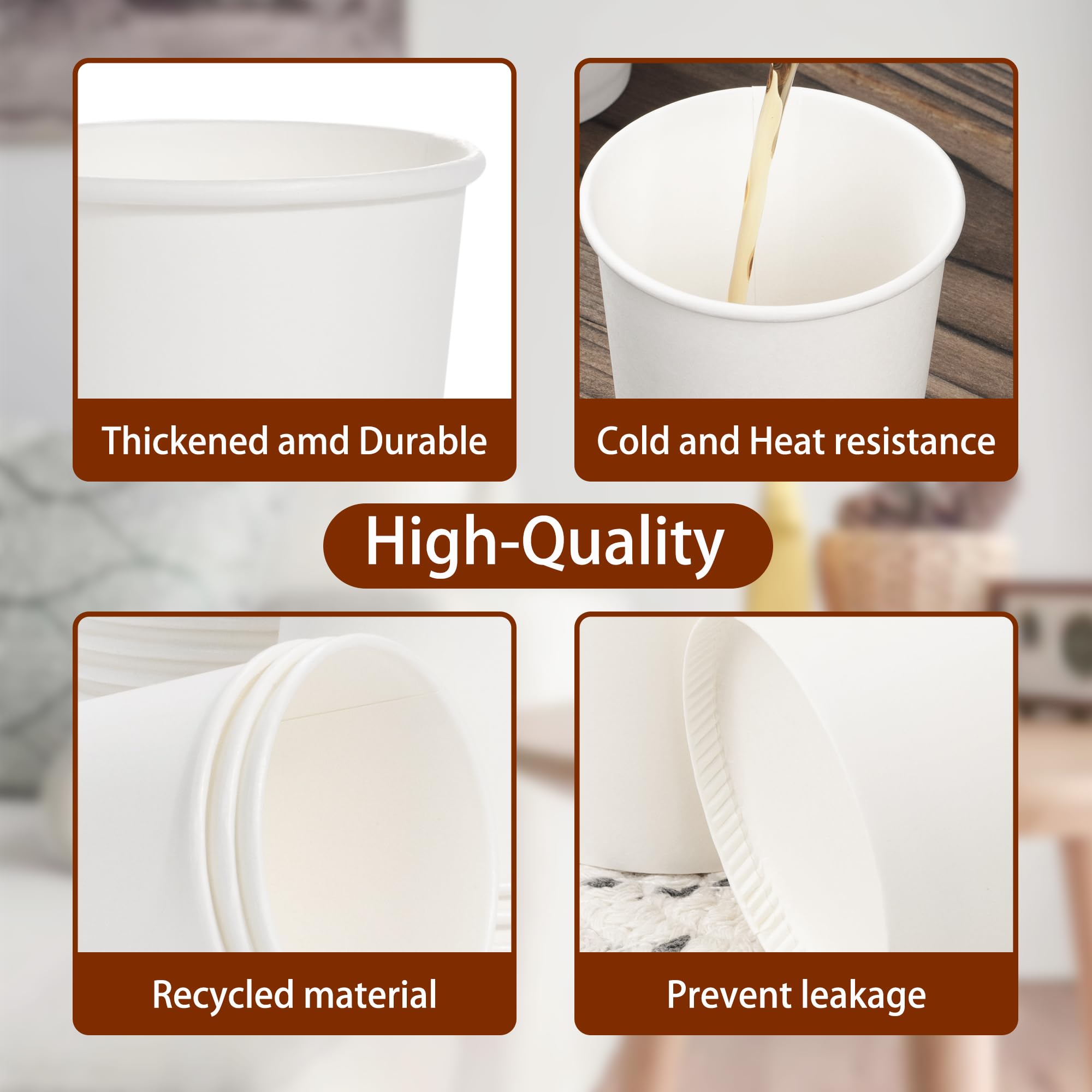 [600 Pack] Dbfengbilian Disposable Coffee Paper Cups, Espresso, Hot Coffee Paper Cups for Party, Picnic, Bathroom Mouthwash, Travel and Events White (3oz)