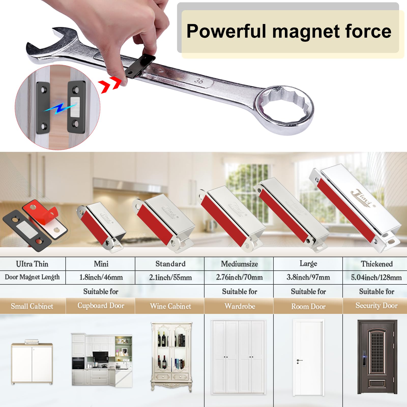 Jiayi Cabinet Magnetic Catch 8 Pack Ultra Thin Cabinet Door Magnets Stick on Drawer Magnets Cabinet Latch Magnetic Closures for Cabinets Kitchen Closet Door Closing Magnetic Door Catch Closer