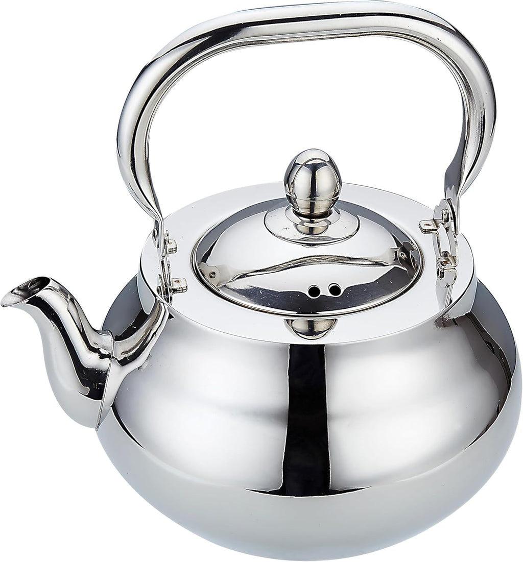 SANQIAHOME Stainless Steel Teapot with Removeable Infuser 71 oz (2000ml) Thickened Mirror Polished Stovetop Tea Maker for Herbal and Infusion