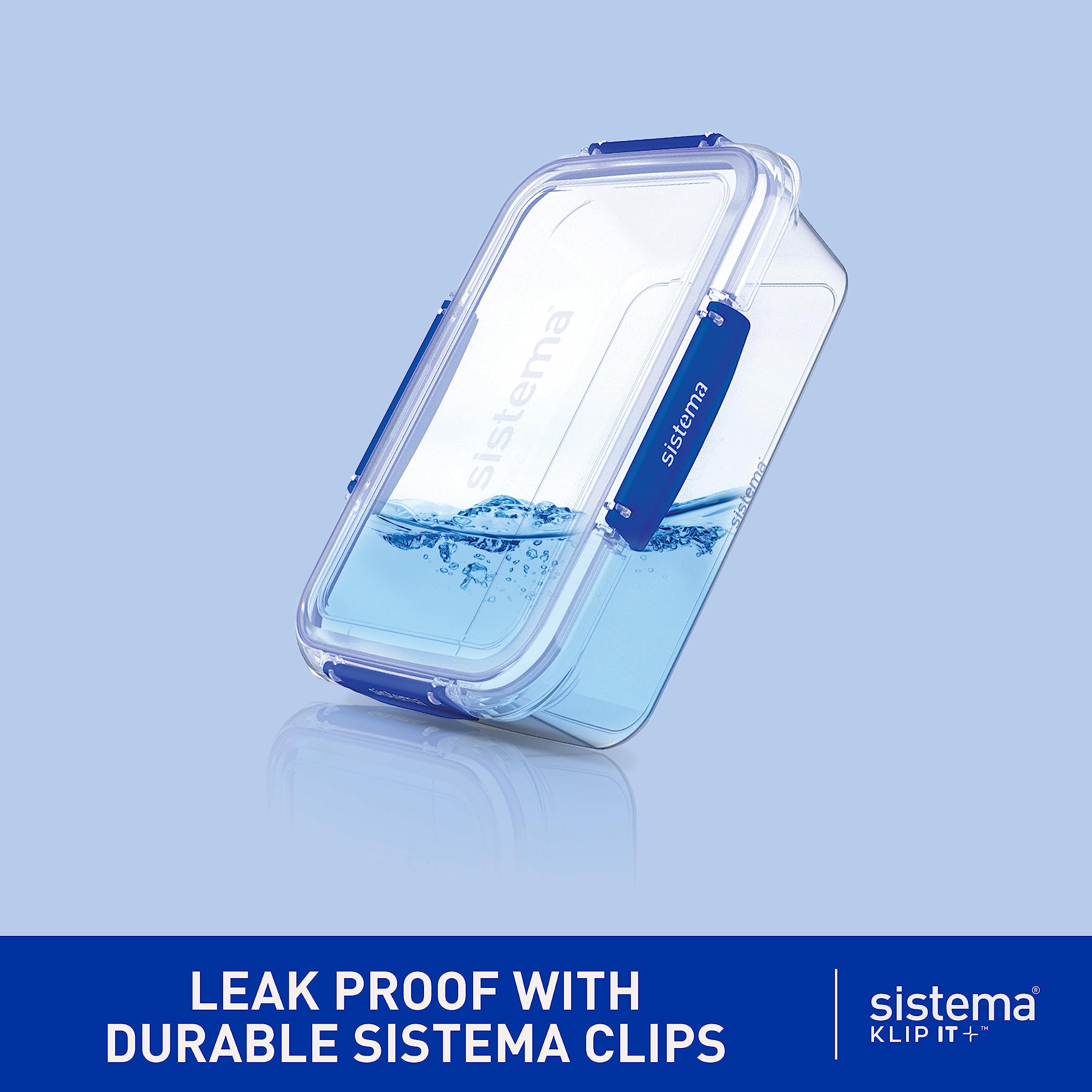Sistema KLIP IT PLUS Food Storage Containers, Leak-Proof Seal, Airtight & Stackable Meal Prep Container Set with Lids, School Lunch Boxes & Snack Boxes, BPA-Free, 6 Count (3 x 1L, 2 x 400mL, 1 x 2.2L)