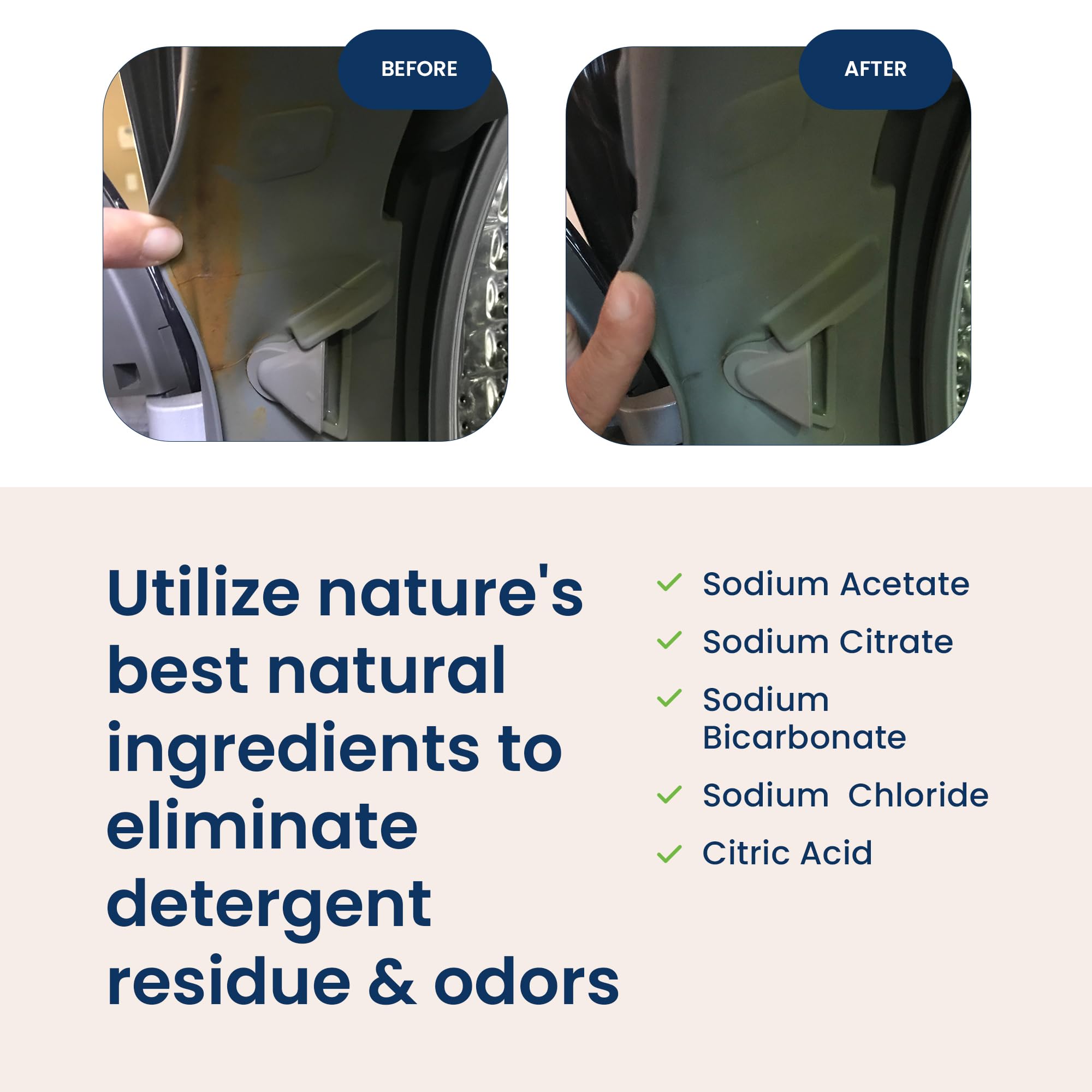 Truly Free Laundry Washing Machine Cleaner and Deodorizer | Top Load & Front Load Washer Cleaner for Grime, Mold, Odor Remover | Safe for HE Washing Machines & Septic Tanks, Non Toxic, Natural, Clean