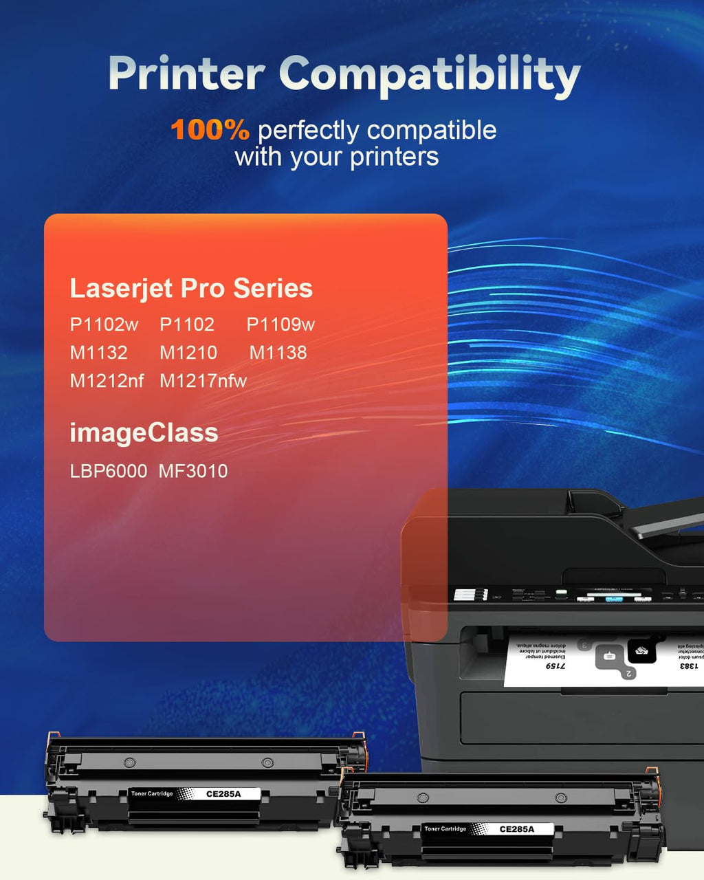 2-Pack 85A Toner Cartridge Compatible Replacement for HP 85A CE285A P1102w Toner Cartridge for LaserJet Pro P1102 P1102w M1212nf P1109w M1217nfw MF3010 1102w Toner Cartridges (2 Black)