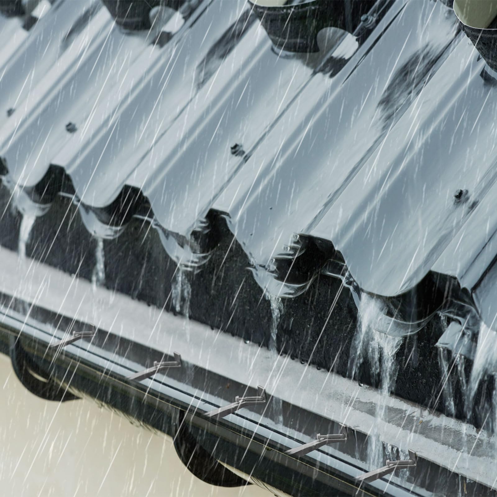 25 Pack Gutter Hangers, 5 Inch Gutter Guard with Speed Screw and Clip, Hidden Rain Gutter Bracket Support, Includes a Drill Bit