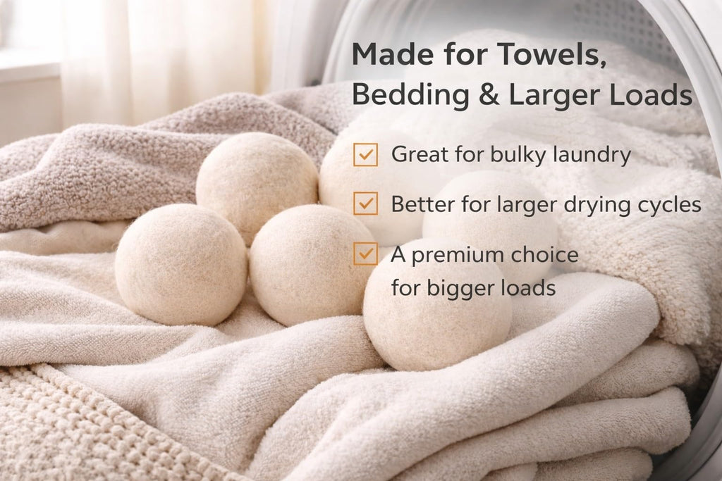 Updated Version(Made of The Latest Shearing) Wool Dryer Balls Pack of 6 XL,Premium Reusable New Zealand Natural Fabric Softener,Saves Drying Time, Handmade Dryer Balls…