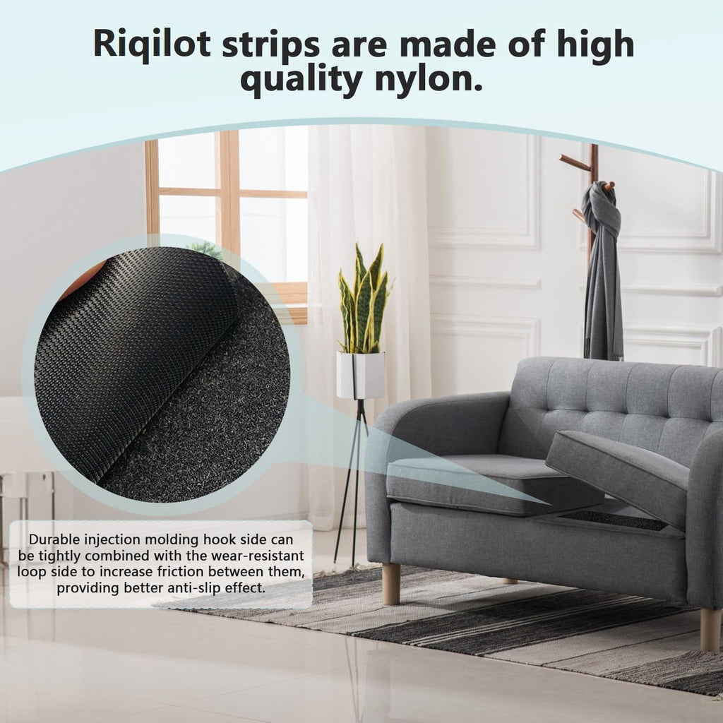 4 In x 18 Ft Hook and Loop Tape Strips with Adhesive Heavy Duty Keep Couch Cushions from Sliding, Outdoor Double Sided Hook Loop Rolls Rug, Mattresses Non Slip Grip, Sticky Straps Wall Hanging Strips