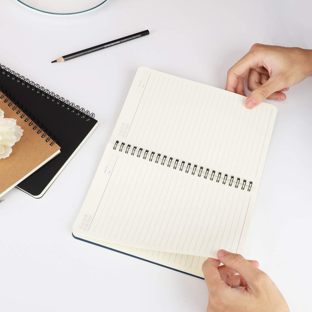 EUSOAR Students Ruled Spiral Notebook Hardcover, A5 3 packs 5.5x8.3" 120 Pages Lined Travel Writing Notebooks Journal, Memo Notepad Sketchbook, Students Office Business Diary Ruled Books-3Colors
