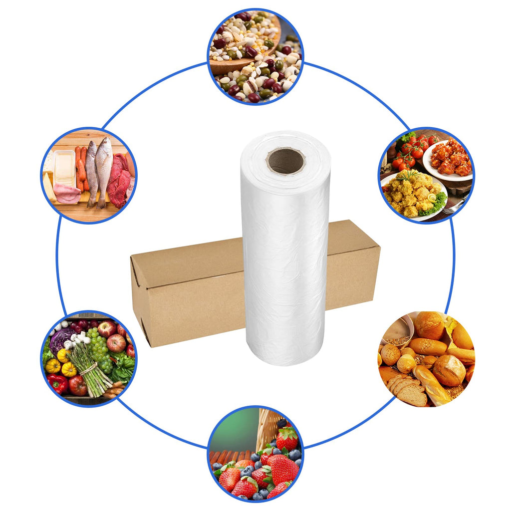 Tapsin 12''x20'' Plastic Produce Bags on a Roll - Clear Plastic Bags for Food, Vegetable, Fruits, Bread, Pet Bags and Grocery Clear Bag- 350 Bags/roll (1 Rolls)