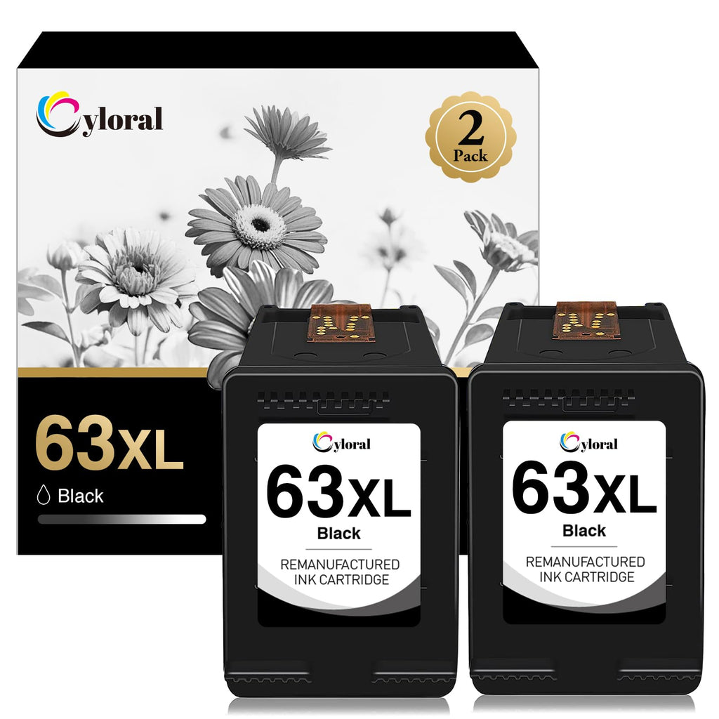 Cyloral 63XL Ink Cartridge Black for HP 63 Black Ink Cartridge for Officejet 4650 3830 5255 5258 4655 Envy 4512 4520 4516 Deskjet 1112 3630 for HP 63XL Ink Cartridges Replacement