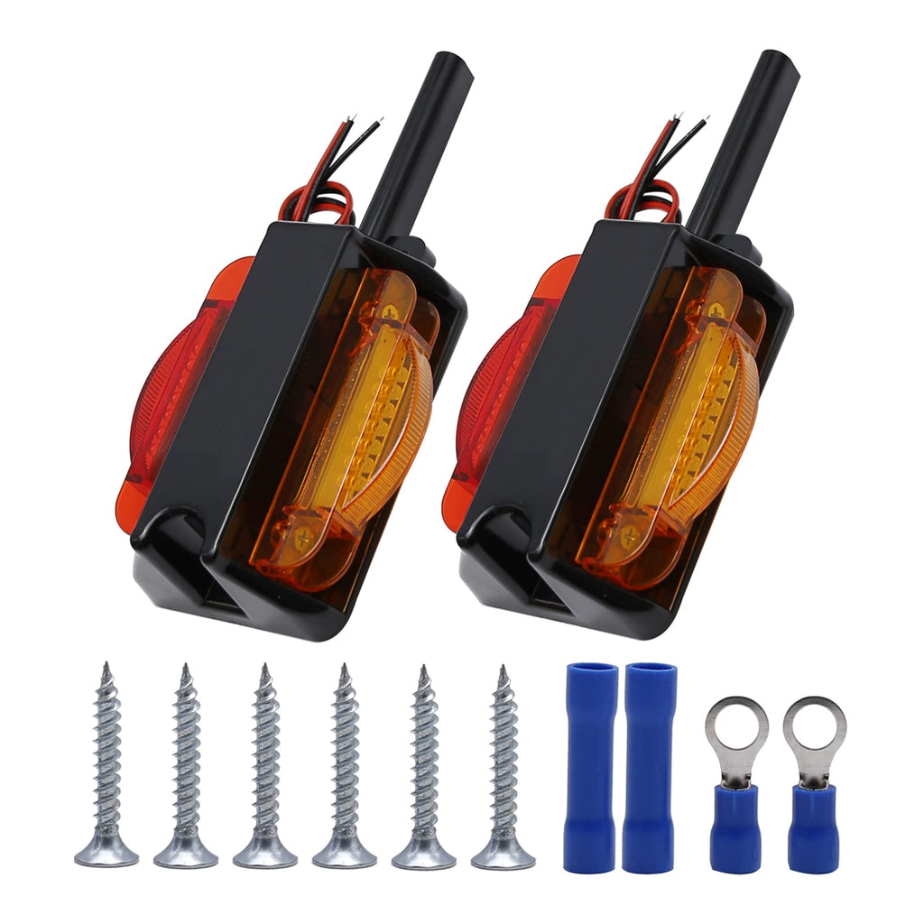Anxingo 2PCS 4" LED Clearance Trailer Fender Lights Trailer Light Assembly Amber Front Red Back 4 Diodes Right + Left