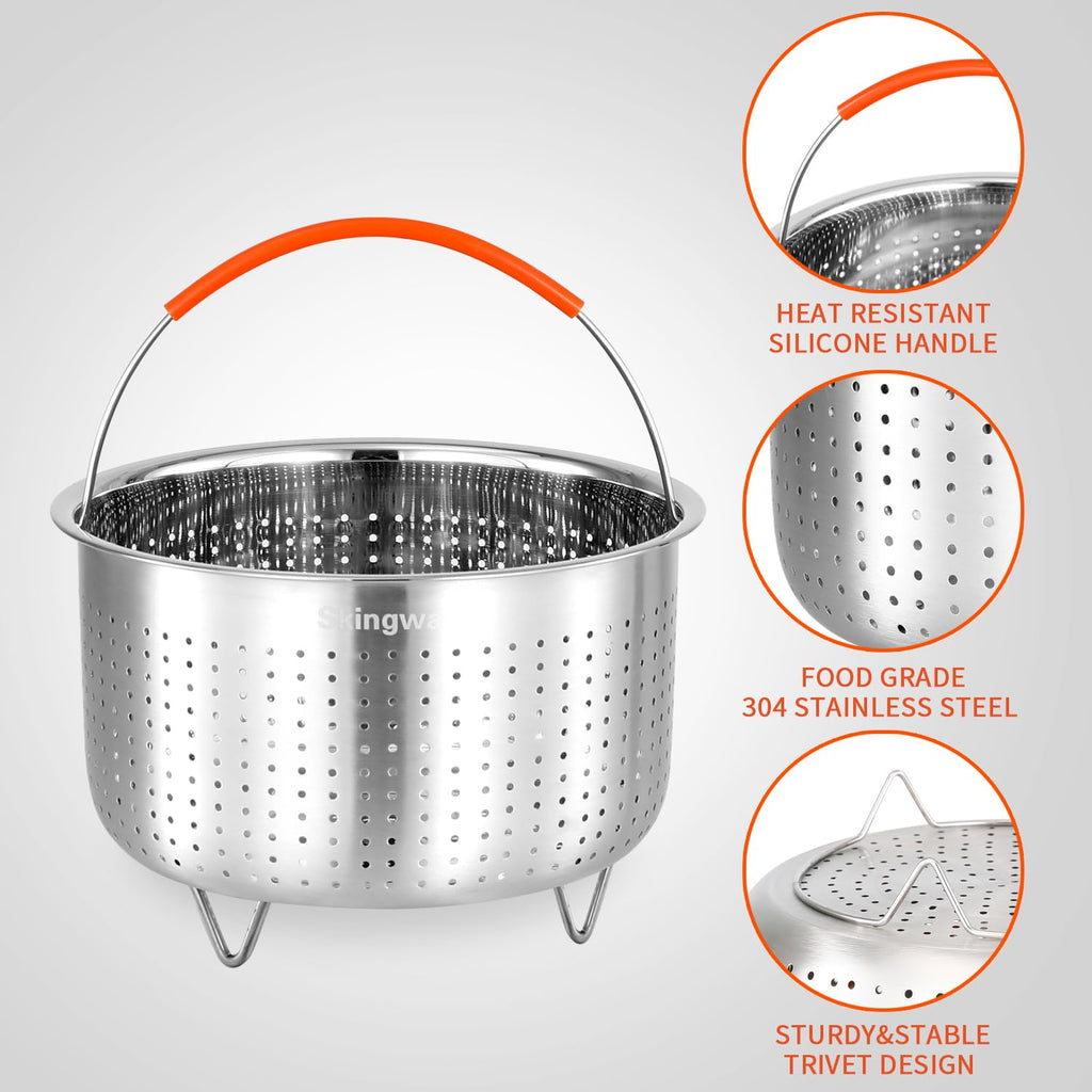 Steamer Basket for Instant Pot, Vegetable Strainer Colander Basket Stainless Steel Steamer Insert for Pots