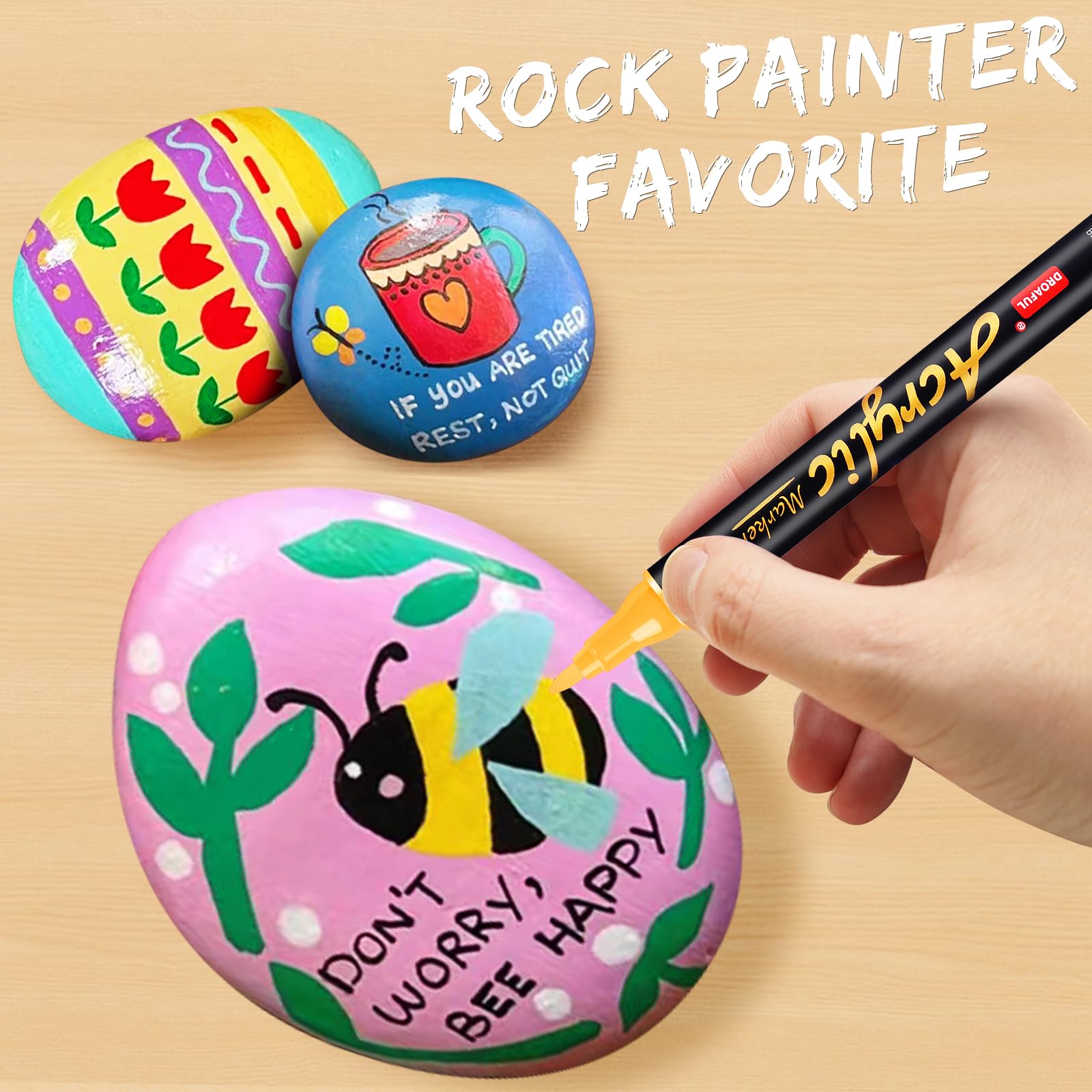 Acrylic Paint Pens Markers, 36 Colors Dual Tips Waterproof Paint Markers For Rock Painting, Fabric, Metal, Glass, Wood, Canvas, Ceramic, Plastic, Non-Toxic & Odor, Premium Art And DIY Craft Supplies