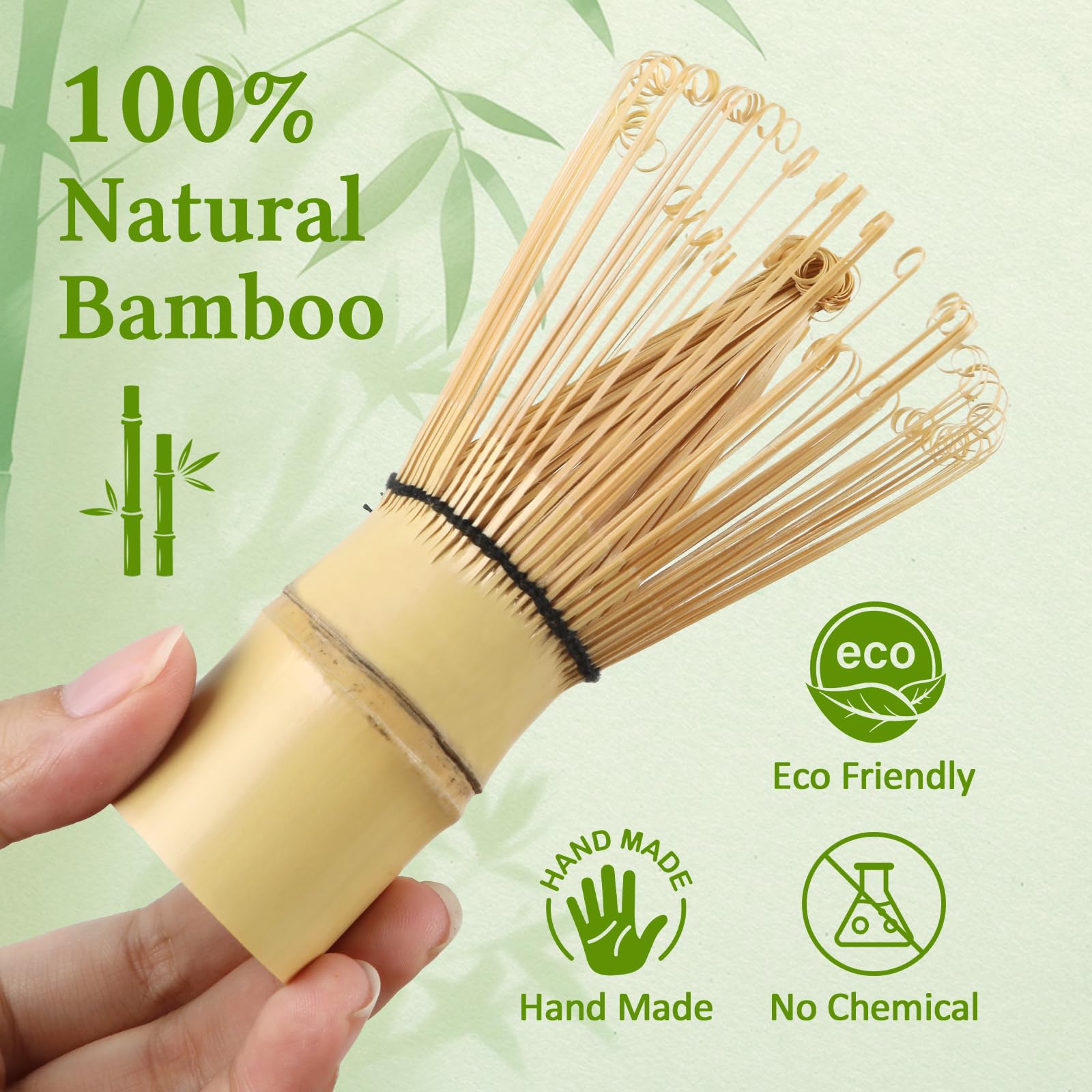 Matcha Whisk Set, 5 Pieces with Bamboo Matcha Whisk, Ceramic Chasen Holder, Powder Starter Sifter, Bamboo Scoop, Spoon, Matcha Tea Making Tools for Starter Matcha Lovers