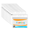 Fushing 70PCS Clear Waterproof Plastic Horizontal Badge Holders Name Tag Badge ID Card Holders