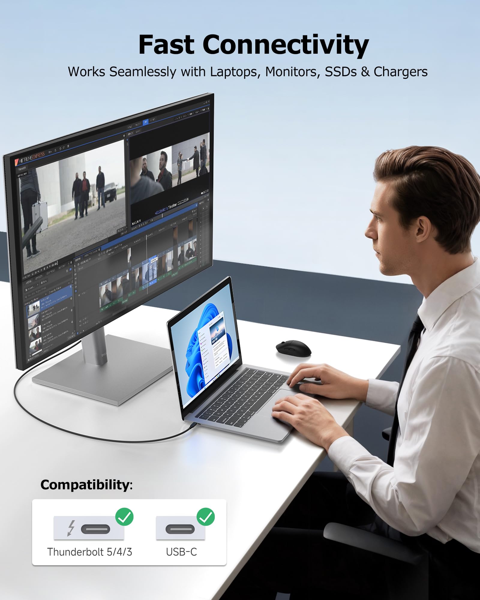 Cable Matters 40Gbps USB 4 Cable 6.6 ft / 2m with 8K Video & 240W Charging, USB4 Cable/USB C Display Cable with PD 3.1 Compatible with Thunderbolt 4, MacBook, XPS, Surface Pro