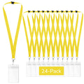 WEZEBEL 24-Pack Yellow Breakaway Lanyards with Waterproof Badge Holders, Metal Hook, Polyester Neck Straps for ID Cards, Events, Office, and Schools