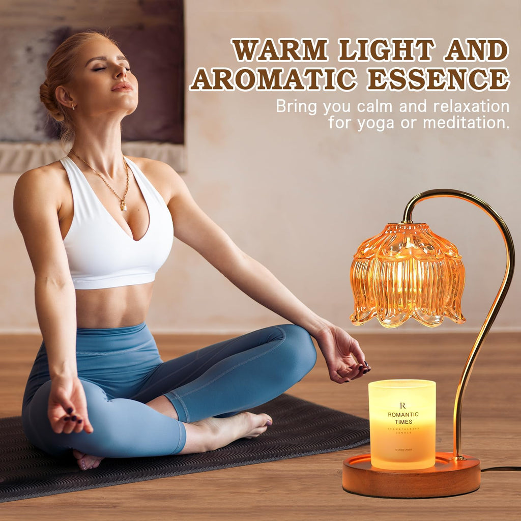 Flower Candle Warmer Lamp with Timer, Dimmable Candle Lamp Warmer, Mothers Day Birthday Gifts for Mom Wemen Her Wife, Anniversary Romantic Gifts Ideas, Vintage Lamp Candle Warmer