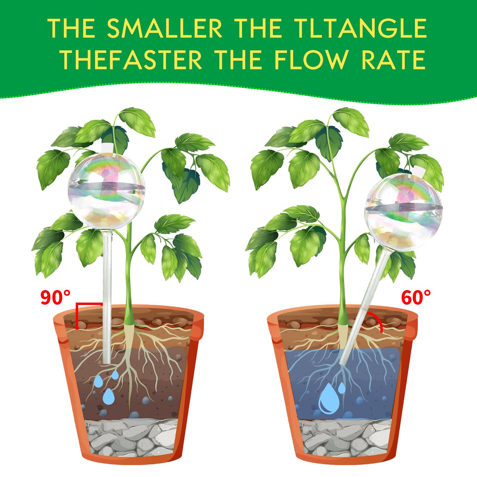 13 oz Up 2 Weeks Large Plant Watering Globes - Self Watering Bulbs for Indoor & Outdoor Plants, Glass Water Globes, Slow Watering for Plants While Away, Self Watering Planter Insert (Large 2-Pack)