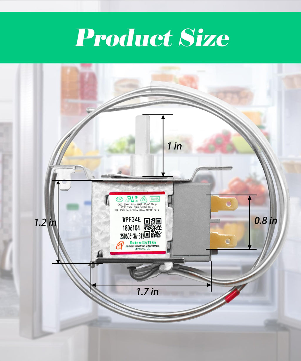 WPF34E Mini Fridge Thermostat Fits for Hisense Refrigerator,2Pin 1806104 Universal Freezer&Refrigerator Thermostat Controller