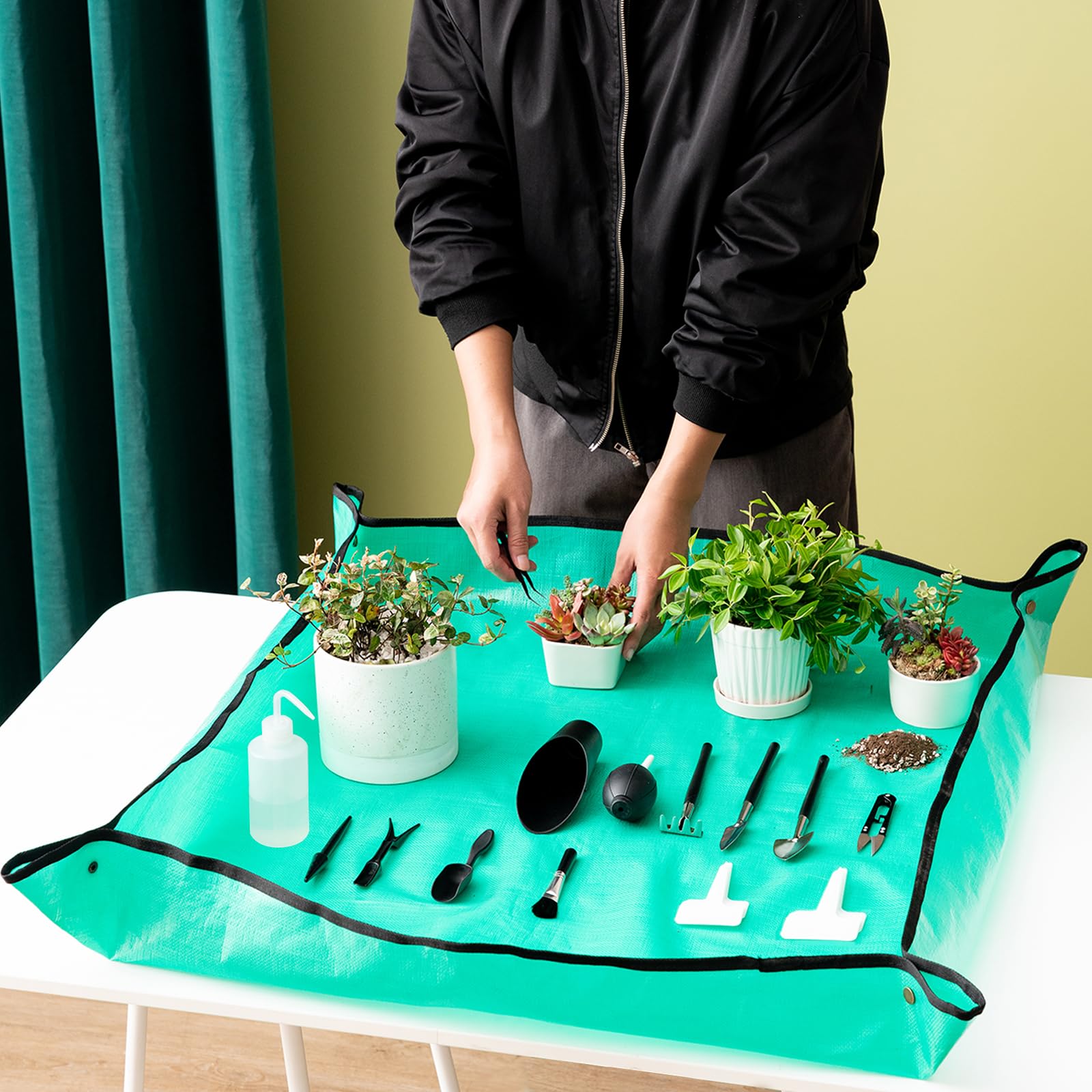 Melphoe Puppy’s Mom 12 Pieces Mini Garden Hand Transplanting Succulent Tools Miniature Planting, Set for Indoor Fairy Care, Potting, Cactus, Houseplant, Bonsai Tools, Bonsai Kit (Black)