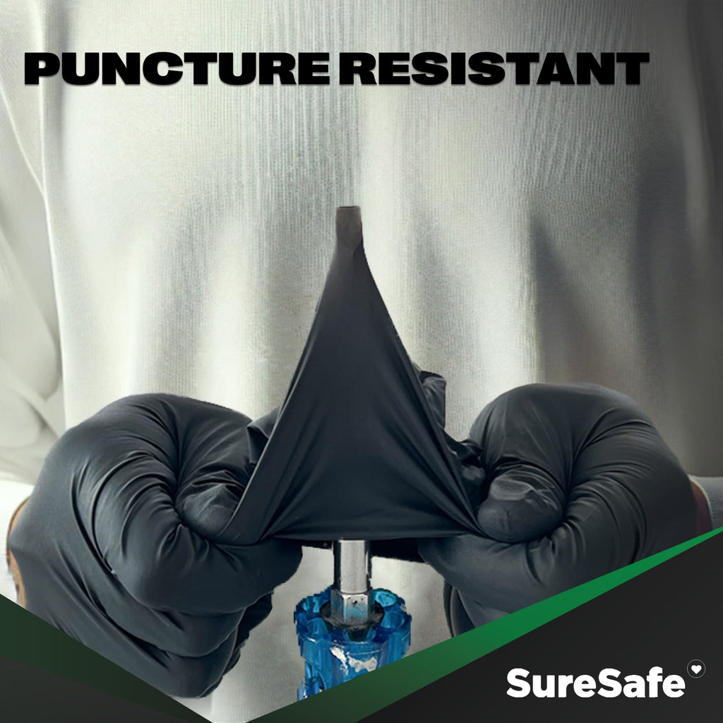 [100 Pack] SURESAFE 5 Mil Black Nitrile Gloves Large, Food Grade Gloves Disposable, Powder & Latex Free, Textured Fingertips, For Food Prep, Dishwashing, Hair Dye, Tattoo, Kitchen, Cleaning
